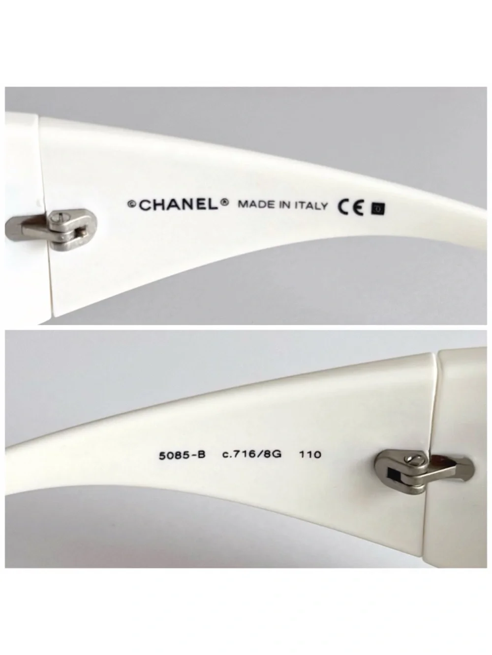 CHANEL Classic Vintage Y2K White CC Logo 5085 Shield Sunglasses - Picture 7 of 9